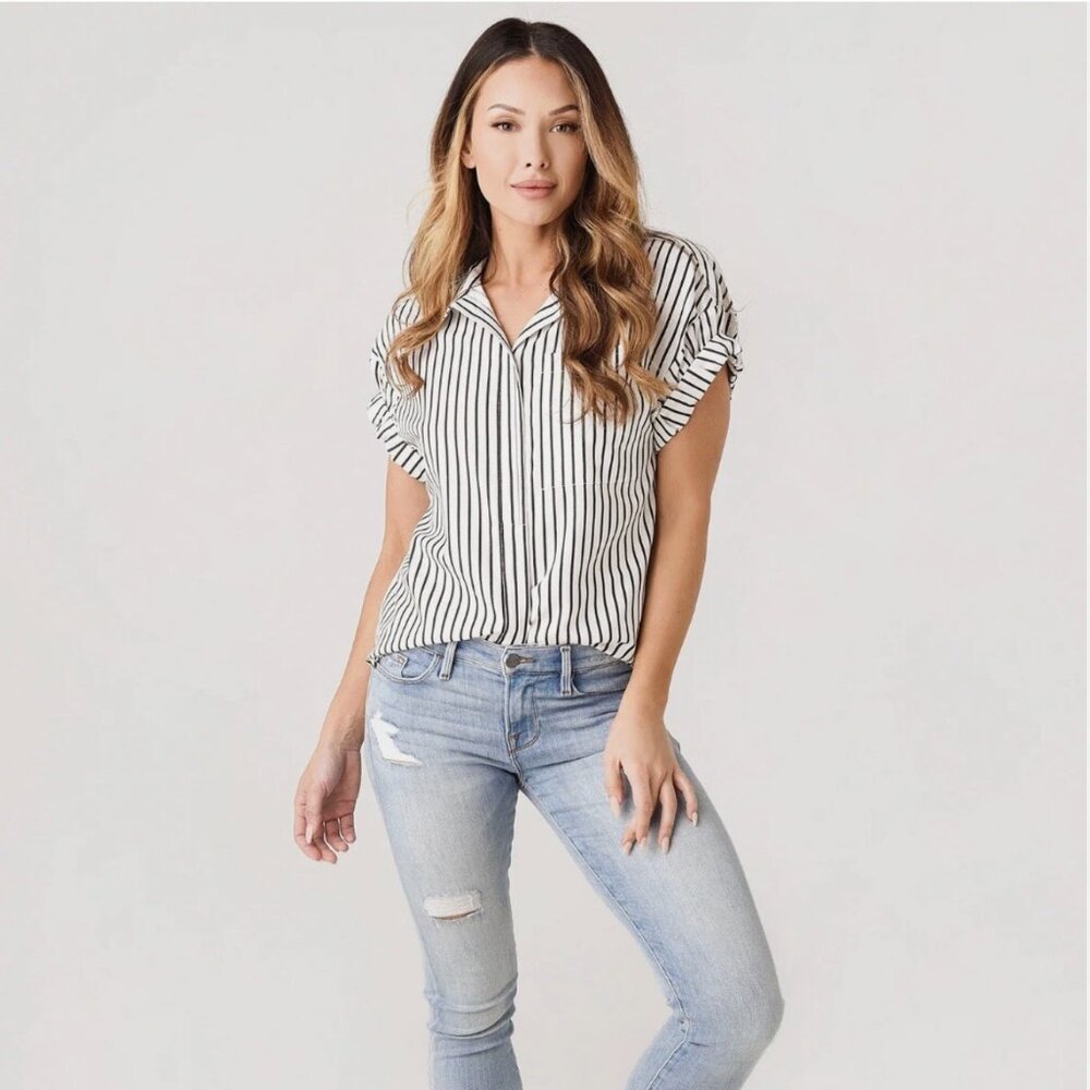 Frame Sheila Striped Pocket Shirt Size XS - Picture 2 of 8
